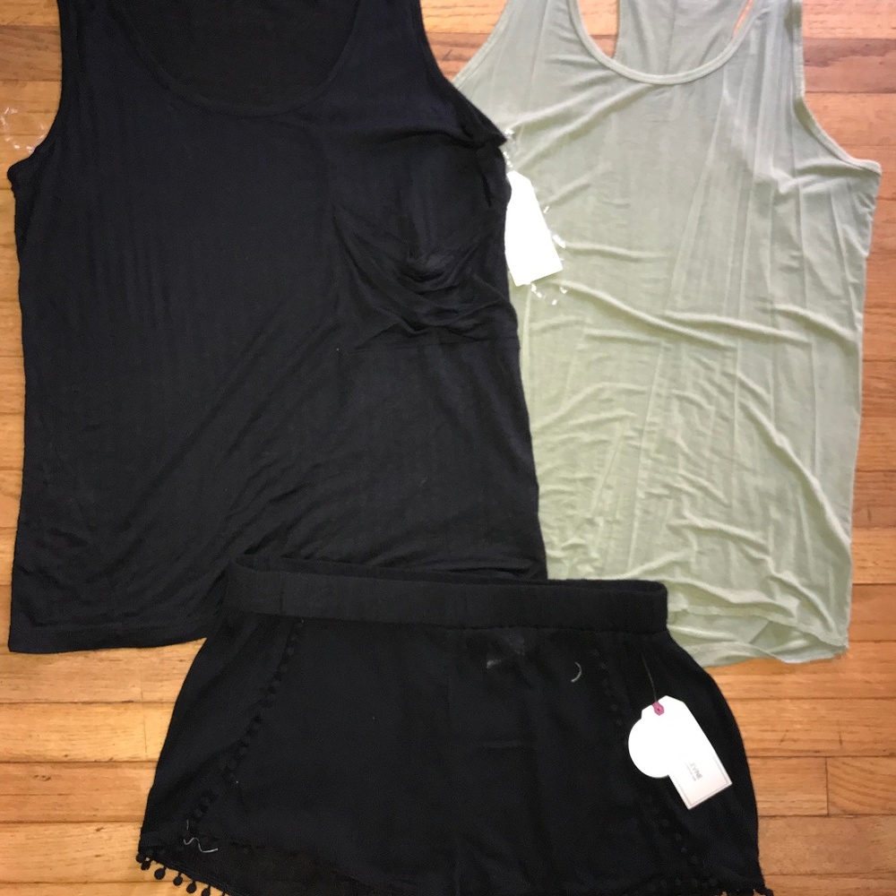 3Piece YellowBlack Camis & Shorts Adam Levine set
